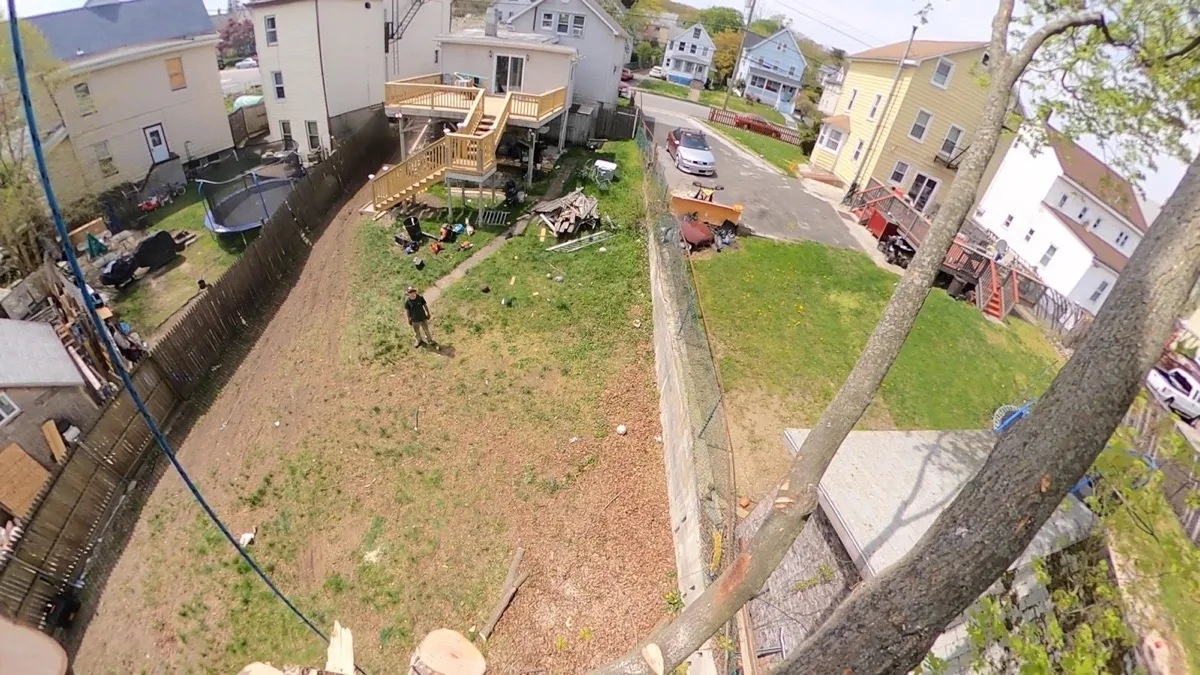 Crane-assisted tree removal in Westchester County